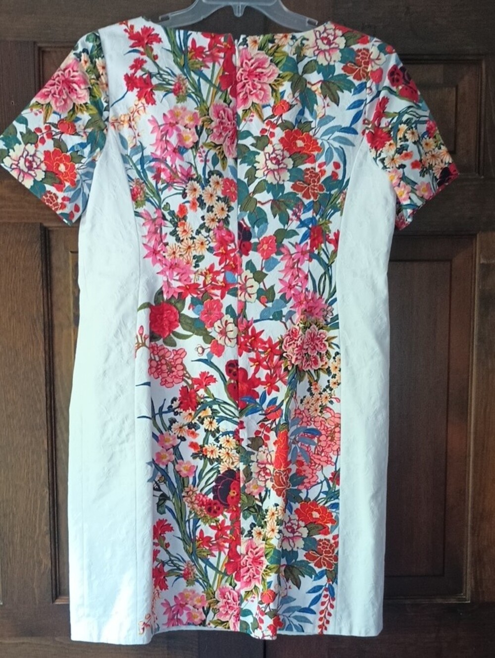 Adrianna Papell White Floral Sheath Lined Dress with Multicolor Blooms - Picture 8 of 8